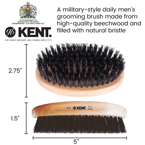 Kent Set of Combs, 81T Small Beard and Mustache Comb, FOT All Fine Pocket Comb, and PF22 Hair Brush and Beard Brush, Beard and Mustache Grooming Kit for Travel and Home Beard Care, Made in England