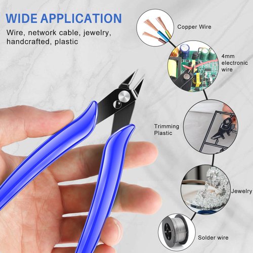 NICE-POWER Wire Cutters, 5 Inch Professional Pliers Cutter Electronic Flush Wire Cutter Carbon Steel Cutting Nippers for Electrical Jewelry making,Floral art scissors(Blue)