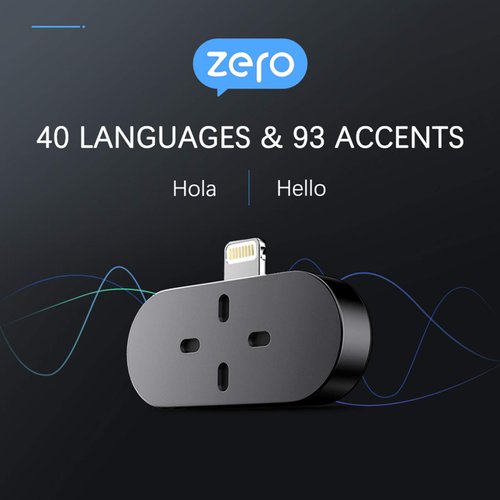 Timekettle Zero Language Translator Device – Supports 40 Languages & 93 Accents Mini Size Voice Translator & Voice Recorder for Traveling Learning Business Fit for iOS System Only