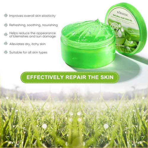 Aero Zen Organic Aloe Vera Gel for Face Made within 12 Hours of Harvest, 98% Pure Aloe Vera Gel for Skin, Scalp, & Hair, Soothing Aloe Face Moisturizer, Multipurpose Skin Care（20oz）