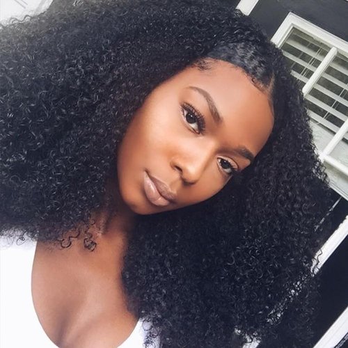 zigzag hair Afro Curly Lace Front Human Hair Wigs For Black Women 4B 4C 130% Density Brazilian Afro Kinky Curly Wig Bleached Knots With Baby Hair (18inch, Lace Front Wig)