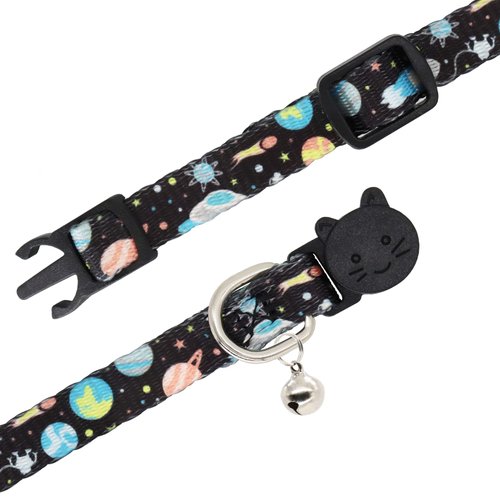 Giecooh Cat Collar, 2 Pack Breakaway Collar with Bells, Safety Buckle Kitten Collars for Boy and Girl Cats, Star and Moon