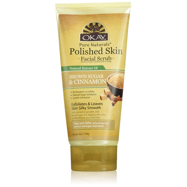 OKAY PURE NATURALS BROWN SUGAR and CINNAMON FACIAL SCRUB 6oz / 170gr