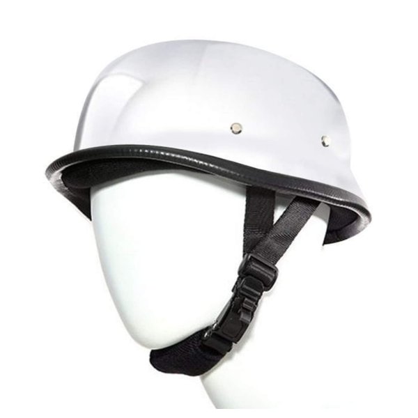 German Chrome Silver Novelty Skull Cap Half Helmet (Chrome, XL)