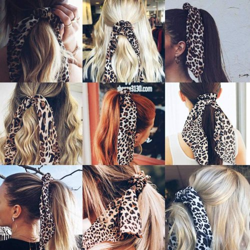 RTTYOA 3 Packs Scarf Scrunchies, Polka Dot Daisy Flower Hair Scarf Scarves, Satin Silk Long Tails Scrunchy, Bowknot Hair Bands, Elastics Ponytail Holder, Donut Hair Ties for Women Girls (Style7)