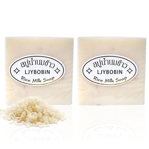 LJYBoBin 2PCS Vegan Rice Soap for Body & Face,Gentle Long-lasting Moisturizing Rice Milk Soap for All Skin Type,Deep Cleaning Rice Handmade Soap Bar for Men & Women