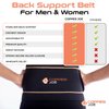 Copper Joe Back Brace for Lower Back Pain Relief, Back Support Belt Men and Women With Adjustable Black Velcro Lumbar Support Belt for Sciatica (Small/Medium)