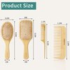 DEBETOOL Bamboo Hair Brush Set - Natural Bamboo Paddle Detangling Hairbrush and Comb Set, Suit for Thick/Thin -Gift for Women Men and Kids