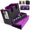 DaluRunhe Mtg deck box for Commander Deck Box with Dice Tray Fits 230 Cards, 4 in 1 for Magic TCG CCG Deck Card Boxes Case Storage, Includes 4 Dividers Trading Deck Box, Black/Purple