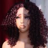 ColorCircle Burgundy 99J Curly Lace Front Wig for Black Women,Red Wine Mixed Black Color Melt Skin HD Lace Frontal Glueless Wigs Pre Plucked with Baby Hair 180% Density 20 inch (Burgundy Mixed Black)