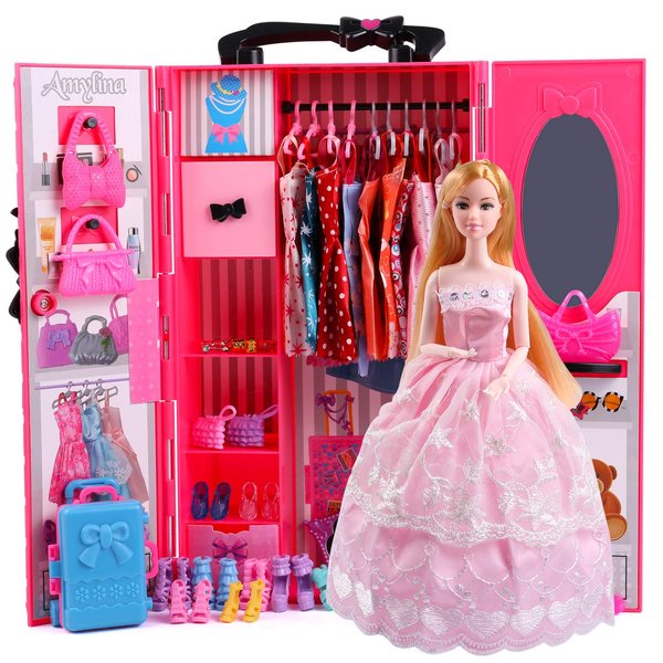 UCanaan Girl Doll and Closet Set with Doll Clothes and Accessories Items Including Fashion Dolls, Dressand Many Other Accessories (Refer Picture Shows)，Best Gitfs for Girls Christmas Birthday