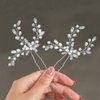 Heread Pearl Bride Wedding Hair Pins Silver Crystal Bridal Hair Pieces Rhinestones Hair Accessories for Women and Girls