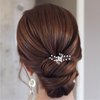 Allereyae Crystal Pearl Wedding Hairpins Barrette Rhinestone Pearl Flower Hair Pins Barrette Silver CZ Pearl Bling Bridal Headpieces Decorative Head Clip Pins Headwear Bridal Hair Accessories for