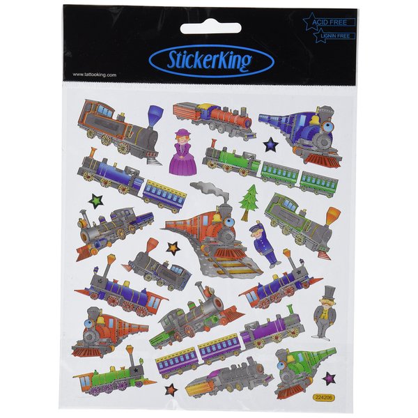 Tattoo King Multi-Colored Stickers-Trains