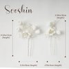 Sooshin 2 Pieces Porcelain Flower Bridal Hair pins Pearl Wedding Hair Accessories for Brides and Bridemaids Rhinestone Bridal Headpieces for wedding Crystal Hair Pins for Women and Girls (Silver-C)