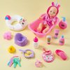 G.C Baby Doll Bath Set Toys with Bathtub & Unicorn Float & Bathrobe Feeding Caring Doll Accessories Toys Playset Toddlers Pretend Play Gifts for Girls Kids 3 4 5 6+ Years Old