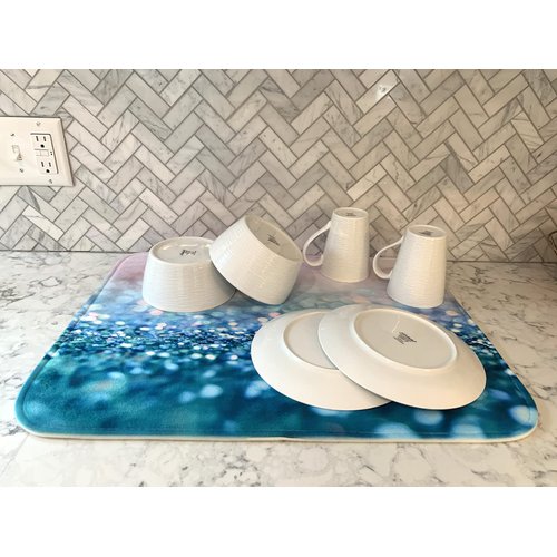 Dish Drying Mat - Earth Day Eco-Friendly Environmental Peace Hand Think Green Floral and Nature Designs