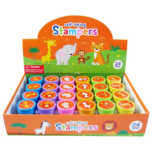 Tiny Mills 24 Pcs Zoo Jungle Safari Animals Stampers for Kids Fun Jungle Book Animals Birthday Party Supplies Goodie Bag Stuffers Pinata Fillers Party Favor Bag Fillers