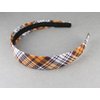 Fashion Accessories Now orange brown white plaid headband 1 1/8 inches wide tartan fabric covered hair band plaid headband classic headband