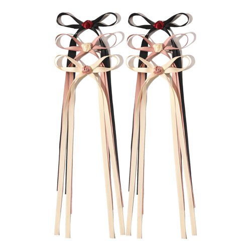 Chaormrey 6pcs Hair Bows Hair Clips for Women,Hair Ribbon with Long Tail hair clasp Hair Accessories for Women Wedding Party Gifts