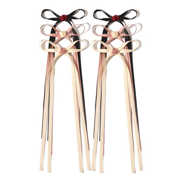 Chaormrey 6pcs Hair Bows Hair Clips for Women,Hair Ribbon with Long Tail hair clasp Hair Accessories for Women Wedding Party Gifts