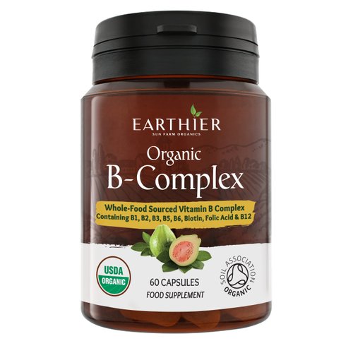 Earthier Organic Vitamin B Complex from Whole Foods - Blend of All 8 B Vitamins per Capsule - Vegan - 60 Capsules