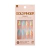 GoldFinger Trendy False Nails Kit, X-Long Coffin Design Nail, Fantasy French Tip Sky Blue Print, Ready to Wear Gel & Manicure Stick included, Long-Lasting Convenient & Easy to Apply