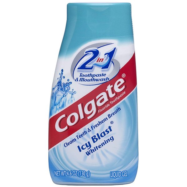 Colgate 2n1 Icy Blast Tp Size 4.6z Whitening Gel Toothpaste & Mouthwash, Mint Flavor, 4 Count