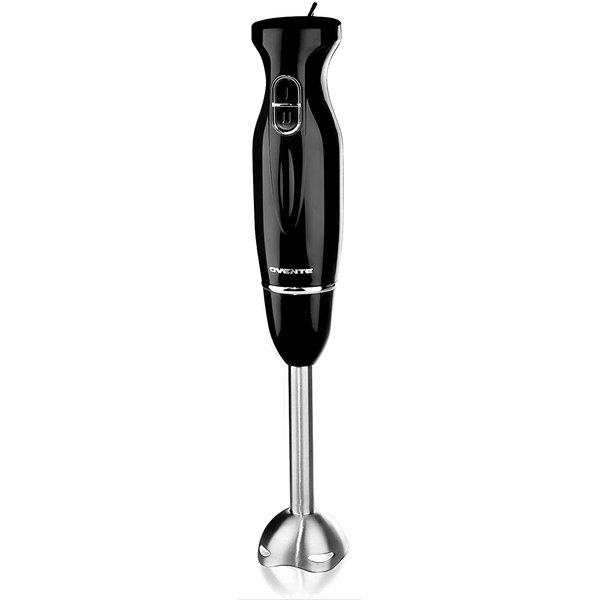 OVENTE Electric Immersion Hand Blender 300 Watt 2 Mixing Speed with Stainless Steel Blades, Powerful Portable Easy Control Grip Stick Mixer Perfect for Smoothies, Puree Baby Food & Soup, Black HS560B