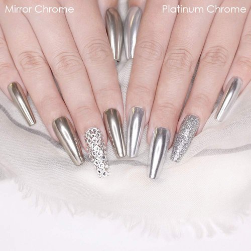 Daily Chrome Mirror Chrome Nail Powder (Silver) 2g, Metallic Nail Art Dip Powder, Mirror Effect Manicure Chrome Powder, Home DIY/Nail Salon Manicure