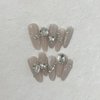 Handmade Press on Nails - Vividvibe Long Coffin Flash Glitter Cat's eye stereo Diamond.Re-usable and Eco-friendly,Come with Glue Tabs,10 pcs (Silver diamond, S),Midnight smoke
