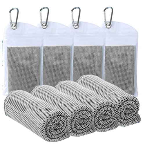 4 Pack Cooling Towels (40"x12") - Instant Cooling Reusable Microfiber Towels for Sports, Gym, Camping, Yoga, Fitness & More