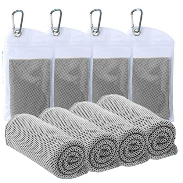 4 Pack Cooling Towels (40"x12") - Instant Cooling Reusable Microfiber Towels for Sports, Gym, Camping, Yoga, Fitness & More