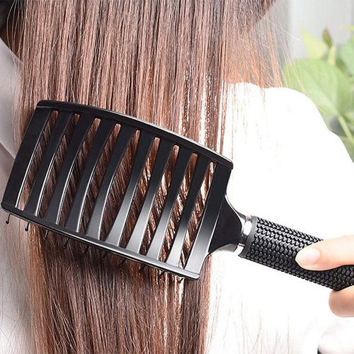 Vented Hair Brushes for Women: 2 Pc Curved Hair Detangler Brush for Dry/Wet Hair Fast Drying Styling Tool (Black & White)