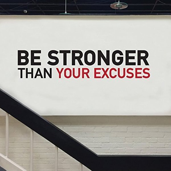 Bubbles Designs BE STRONGER THAN RED - Black - Home and Gym Motivate Wall Decal