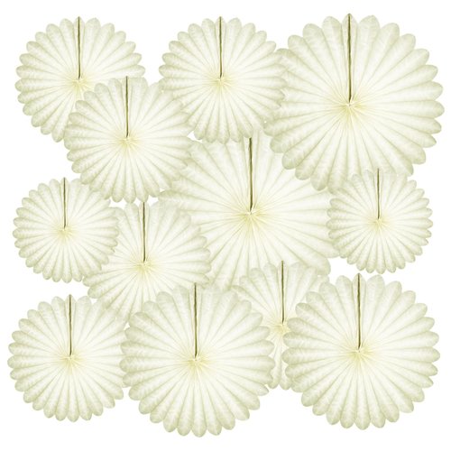 20 Pcs Cream White Hanging Paper Fan, Hanging Honeycomb Round Paper Fans for Weddings, Birthdays, Christmas, Baby Showers, Classroom, Events Ceiling Party Supplies Decorations