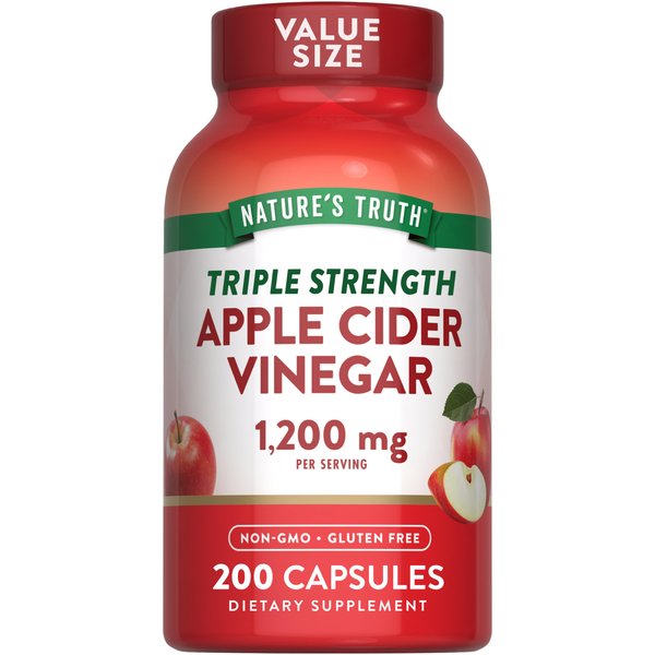 Nature's Truth Apple Cider Vinegar Capsules | 1200mg | 200 Pills | Extra Strength | Value Size | Non-GMO, Gluten Free Supplement