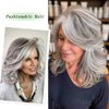 XIUFAXIRUSI XIUFAXIRUSI Medium Grey Wavy Bob Wigs for Women Gray to White Layered Wig Shoulder Length Synthetic Wig for Daily Party Use