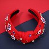 mokkia 4th of July Headband for Women American Flag Star Knotted Headbands Red White and Blue Rhinestone Crystal Top Knot Headbands Patriotic 4th of July Accessories Party Favors (American Star 9)