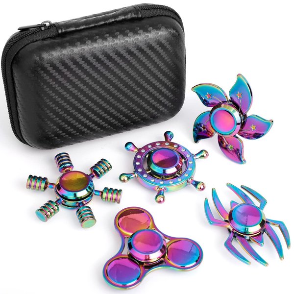 Cool Fidget Spinners Toy Metal for Kids Adults, Steel Fidgit Finger Hand Spinner Desk Toys Gifts Goodie Bag Fillers, Anti Anxiety Stress Relief Toys Stocking Stuffer Party Favors Supplies