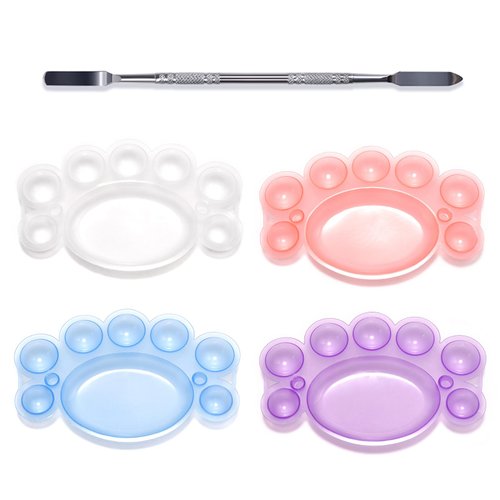 siyuwuro 5Pcs ABS Make up Palette Nail Painting Palette with Stainless Steel Stirring Rod Nail Tool Set, Nail Art Polish Painting Mixed Color PaletteNail Makeup Display Board