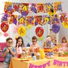 32Pcs Hamburglar Birthday Party Decoration,Cartoon Hamburglar Grimace Shake Yellow Hat Include Kids Cartoon Theme Birthday Banner, Cake Topper, Latex Balloons for Fans Birthday Party Supplies