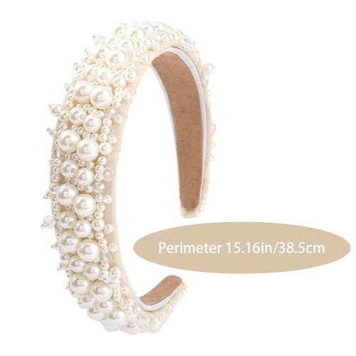 AOTISBAO Headband Imitation Pearl Hair Band Wide Non-slip Hair Hoop for Women and Girls Daily Wear and Hairstyle Decoration