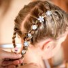 40Pcs Small Flower Hair Clips for Women, Mini Rhinestone Pearl Hair Clips White Hair Clips Wedding Hair Accessories for Women Girls
