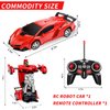 Blooming lilies Remote Control Car for Boys 4-7 8-12, Rc Cars Boys Toys Age 4-6 7 8-12, 1:18 RC Deformation Robot Car Toy with 360° Rotating & LEDs Lights- Transform Robot Car Gifts-Red