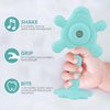 Chuya Baby Rattle Teether Blue,2 in 1 Infant Chew Teething Toys Rattles for Babies 0-24 Months