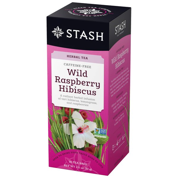 Stash Tea Wild Raspberry Hibiscus Herbal Tea, 6 Boxes of 30 Tea Bags Each (180 Tea Bags Total)