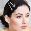 2pcs Vintage Star Moon Hair Pin Metal Alloy Rhinestone Bobby Pins Hair Accessories for Woman (Silver)