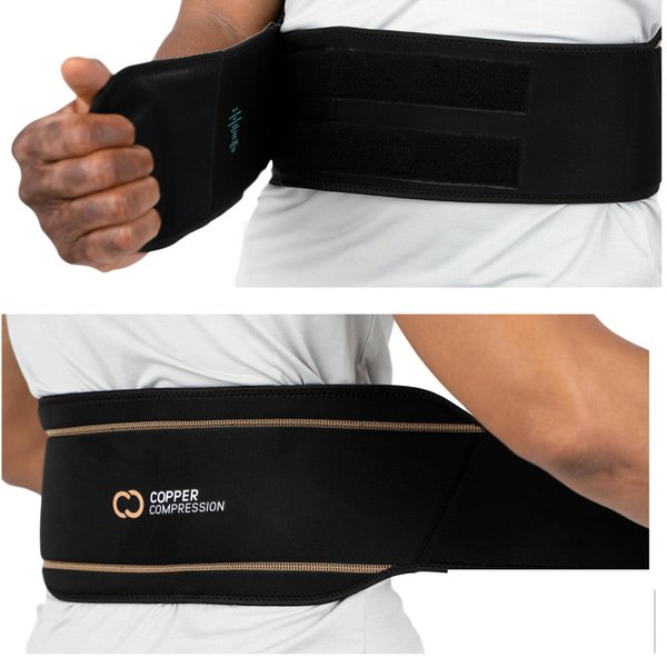 Copper Compression Back Brace - Copper Infused Orthopedic Lower Lumbar Support Belt. Relieves Muscle & Ligament Strain, Arthritis, Osteoporosis, Hernia, Ruptured Disc, Sciatica, Scoliosis, Fits Men & Women