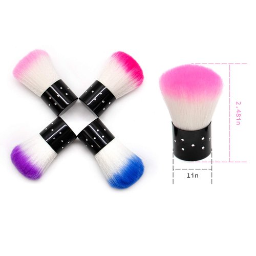 AUEAR, 4 Pack Multicolor Nail Powder Brush Nail Dust Brushes Nail Art Cleaner Brush Nail Art Cleaning Tools for Women and Girls
